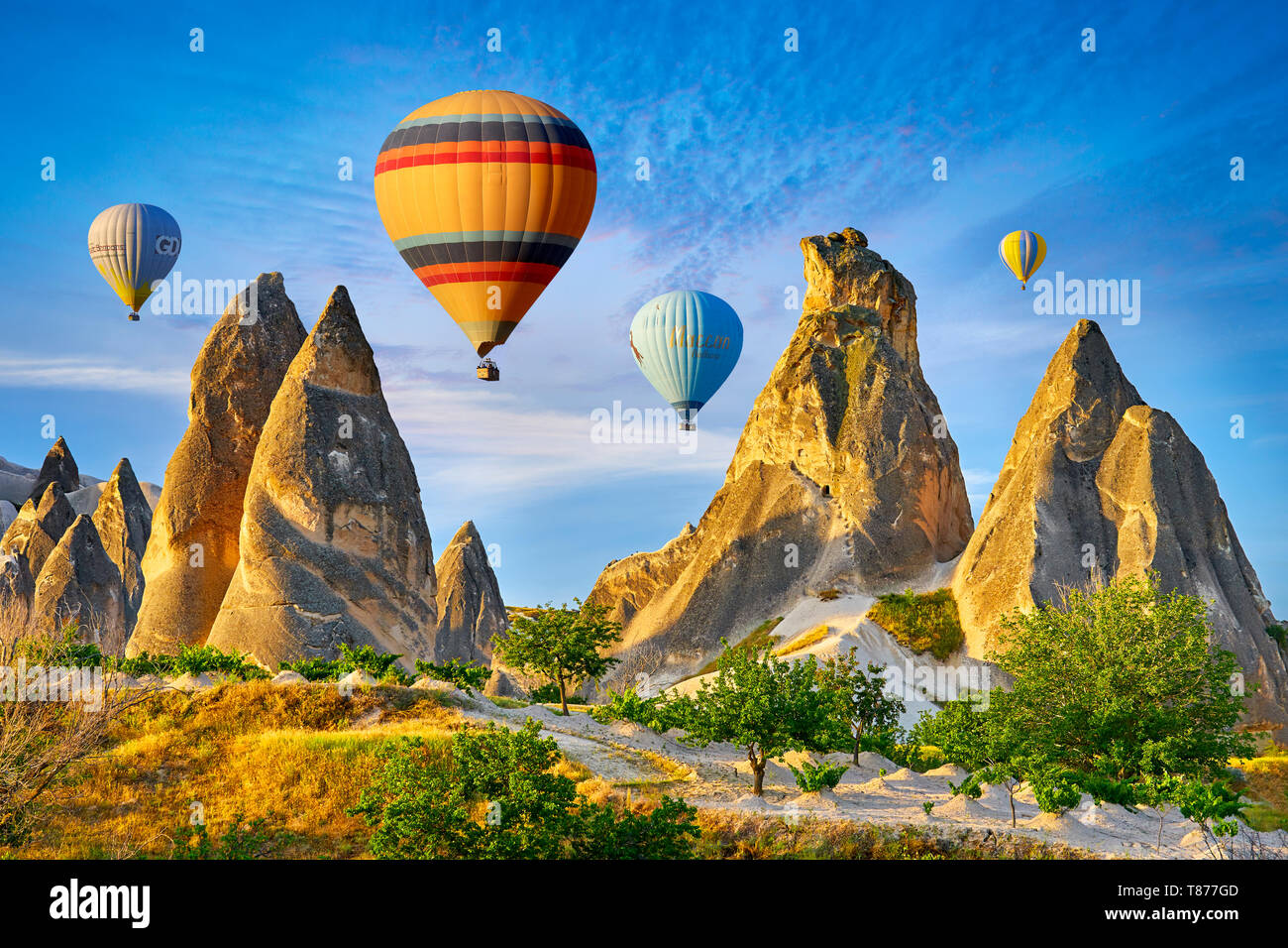 I palloni ad aria calda, Goreme, Cappadocia, Turchia Foto Stock