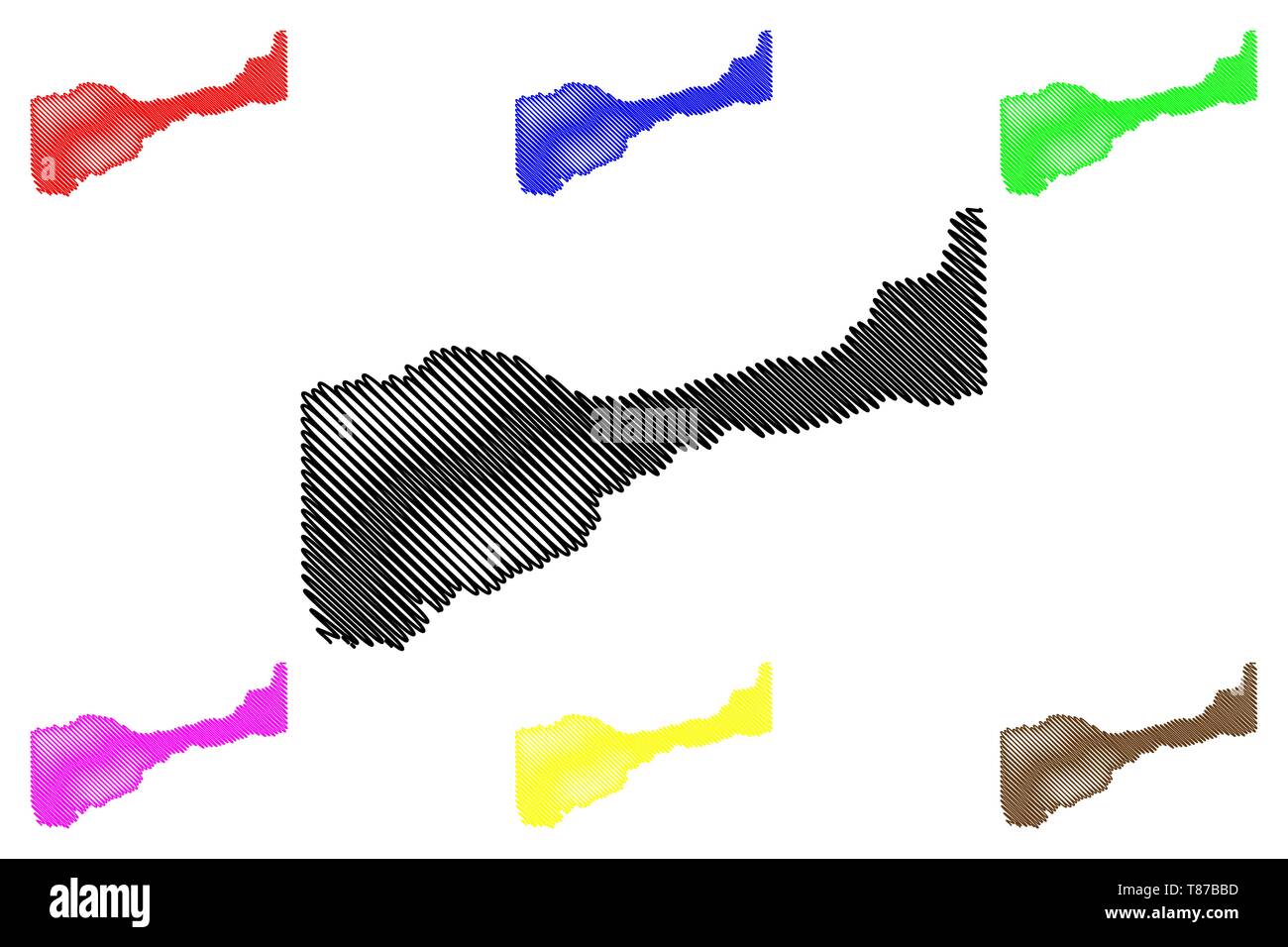La contea di Amador, California (contee della California, Stati Uniti d'America,USA, Stati Uniti, US) mappa illustrazione vettoriale, scribble schizzo Amador mappa Illustrazione Vettoriale