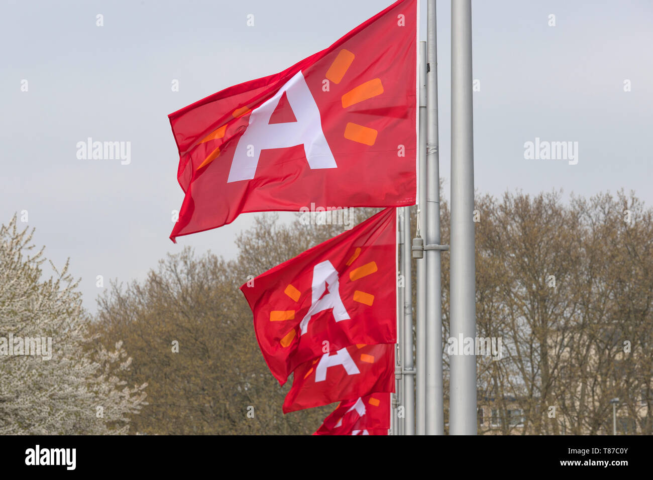 Red Flag della città di Anversa in Belgio Foto Stock Red Flag della città di Anversa in Belgio Foto Stock