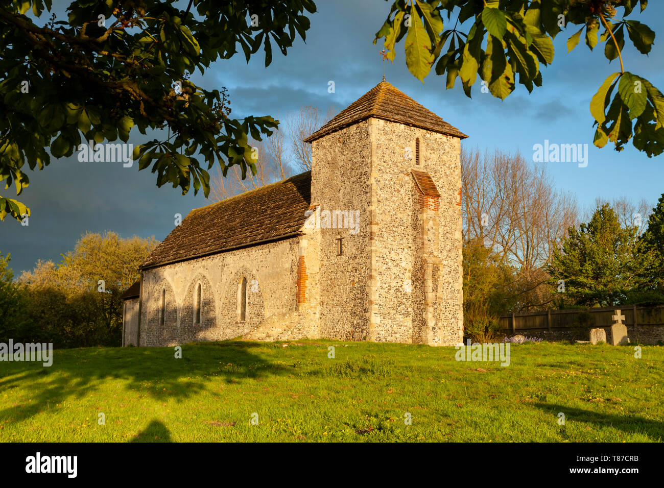 Chiesa sassone di St Botolph's vicino a Steyning, West Sussex. Foto Stock