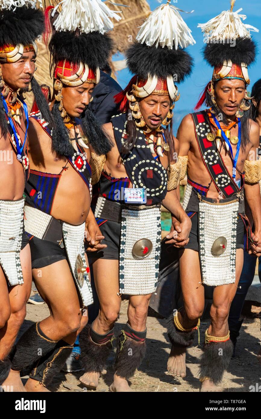 India, Nagaland, Kohima, riunione annuale di tutti i Naga tribù durante il Festival di Hornbill Foto Stock