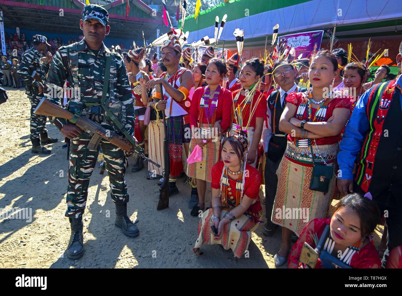 India, Arunachal Pradesh, Khonsa, Chalo Loku festival della tribù Nokte Foto Stock