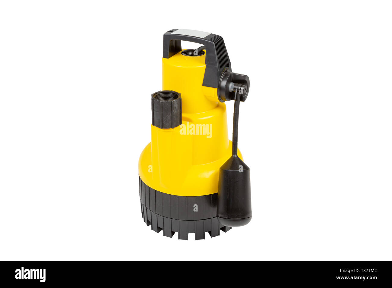 Sommergibile pompa di drenaggio per cancellare la piscina acqua isolate su uno sfondo bianco. Foto Stock