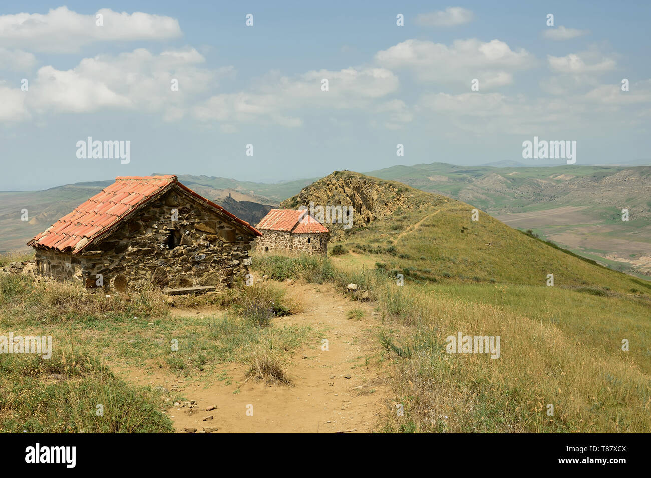 Davit Gareja (o Gareji) Antico monastero complessi, uno dei più notevoli della Georgia di siti storici. Situato sul confine con l'Azerbaigian. Foto Stock