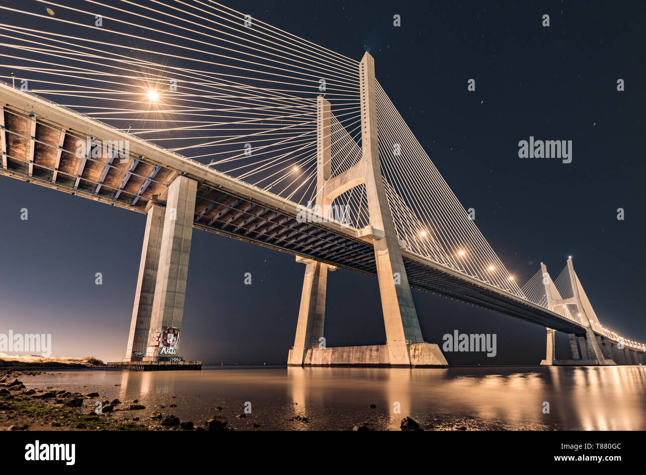 Dal ponte Vasco da Gama lisboa Foto Stock