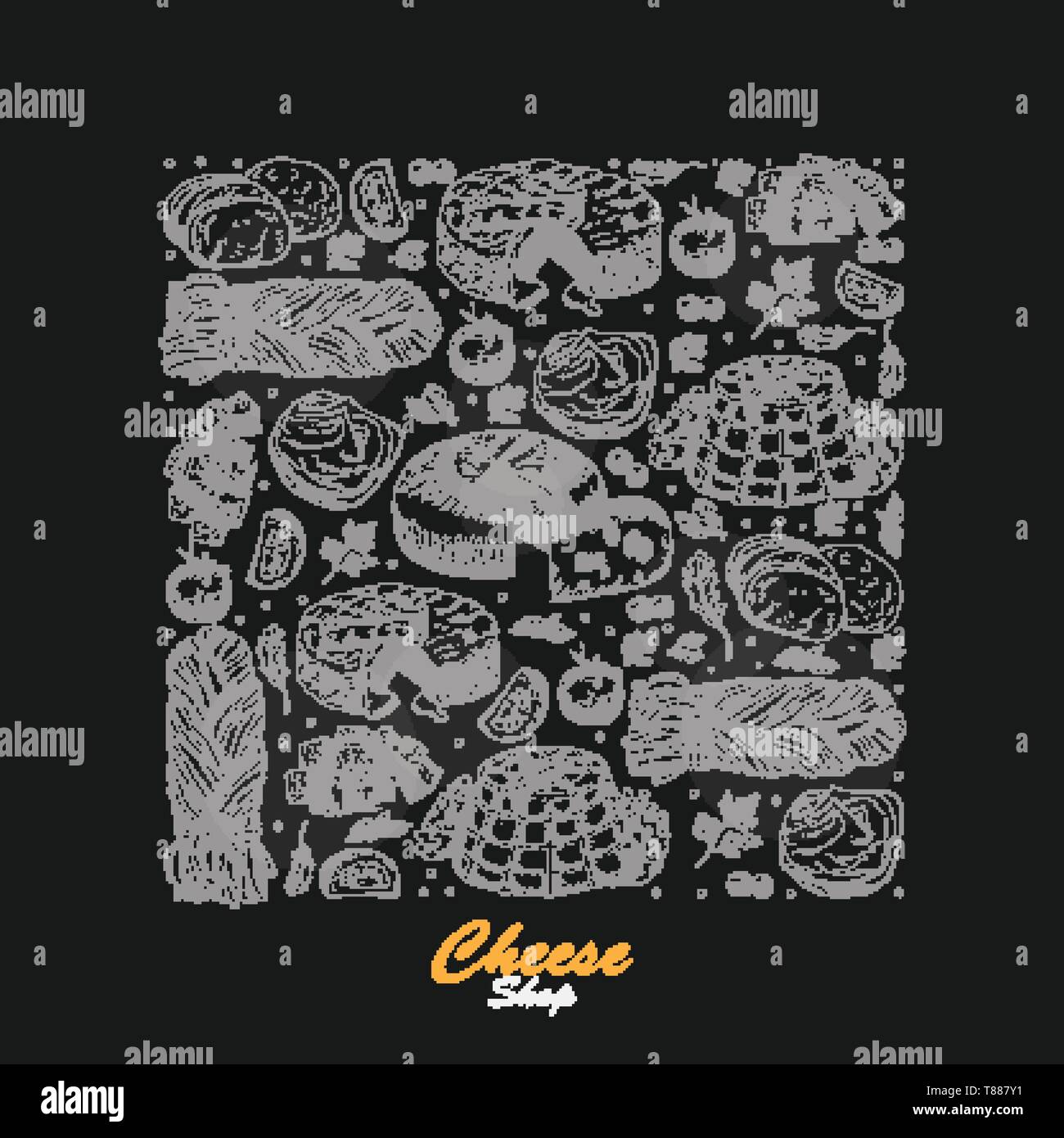 Piazza del vettore da diversi tipi di formaggio. Illustrazione di vettore per il tuo design Illustrazione Vettoriale