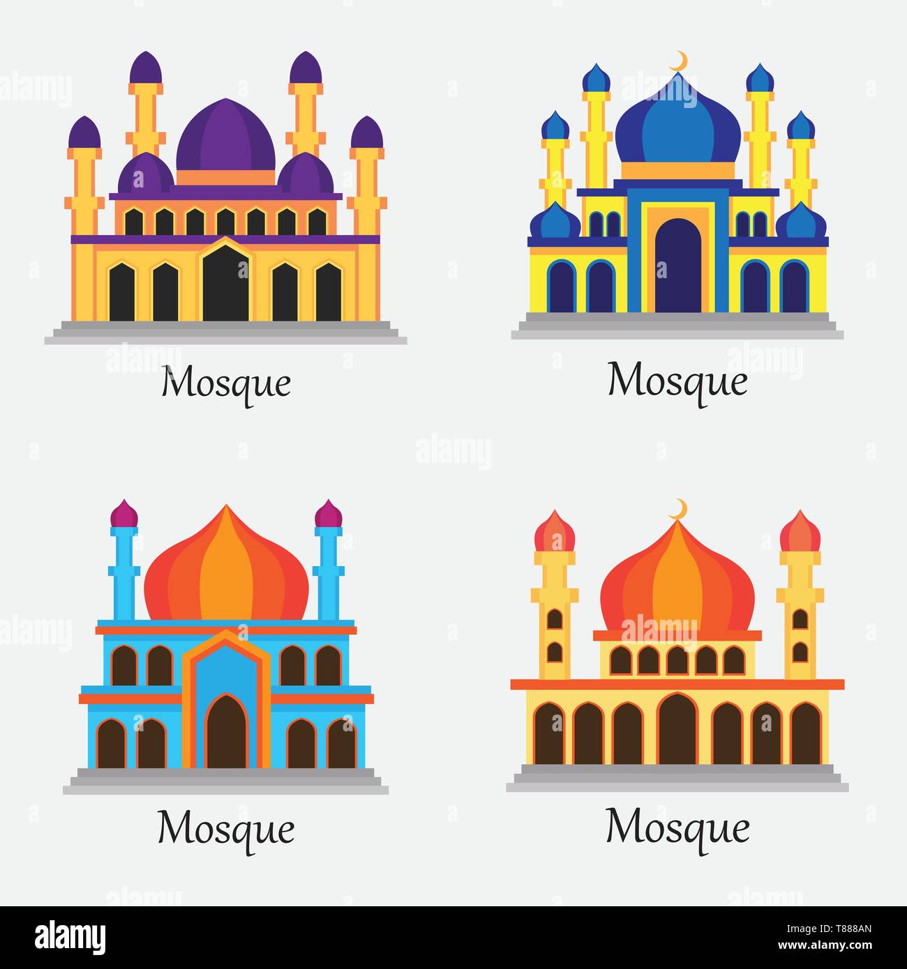 Masjid moschea per musulmani pregano icona. illustrazione vettoriale Illustrazione Vettoriale