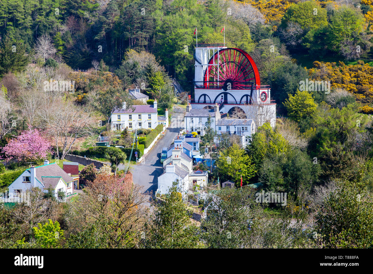 Laxey waterwheel noto come Lady Isabella, Isola di Man Foto Stock