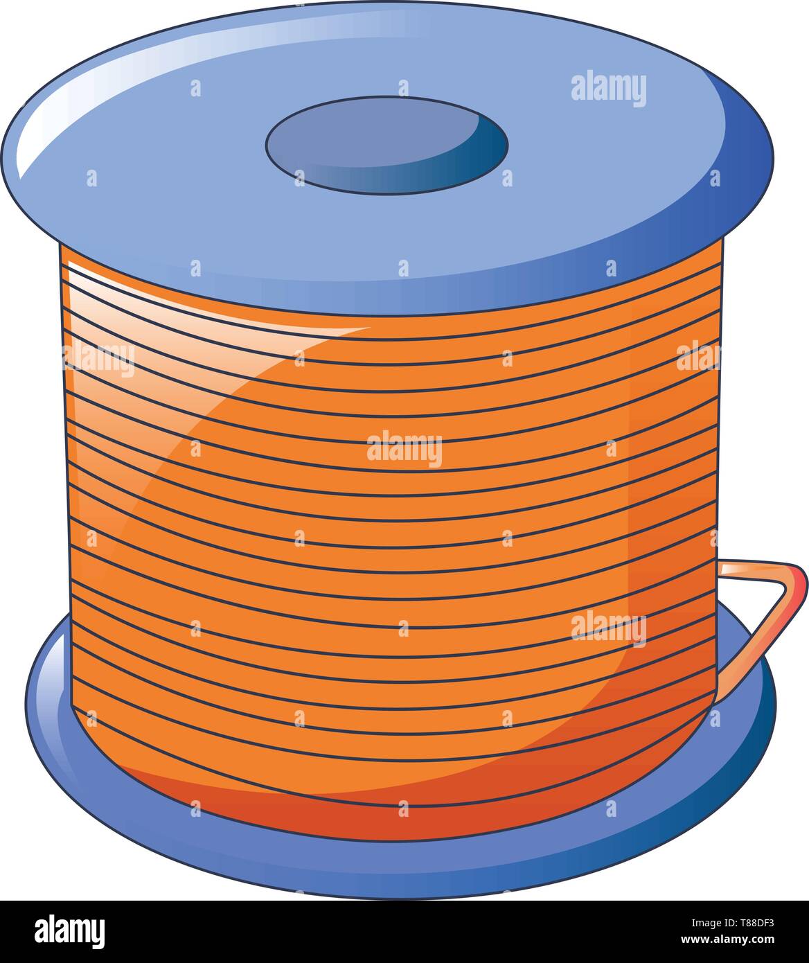 Il cavo arancione icona bobina, stile cartoon Illustrazione Vettoriale