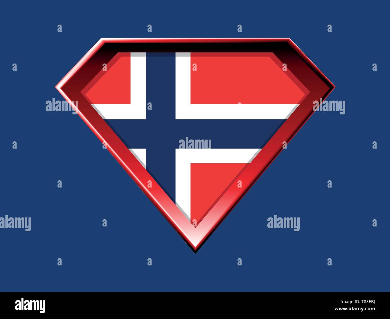 Bandiera norvegese in super hero shield Illustrazione Vettoriale