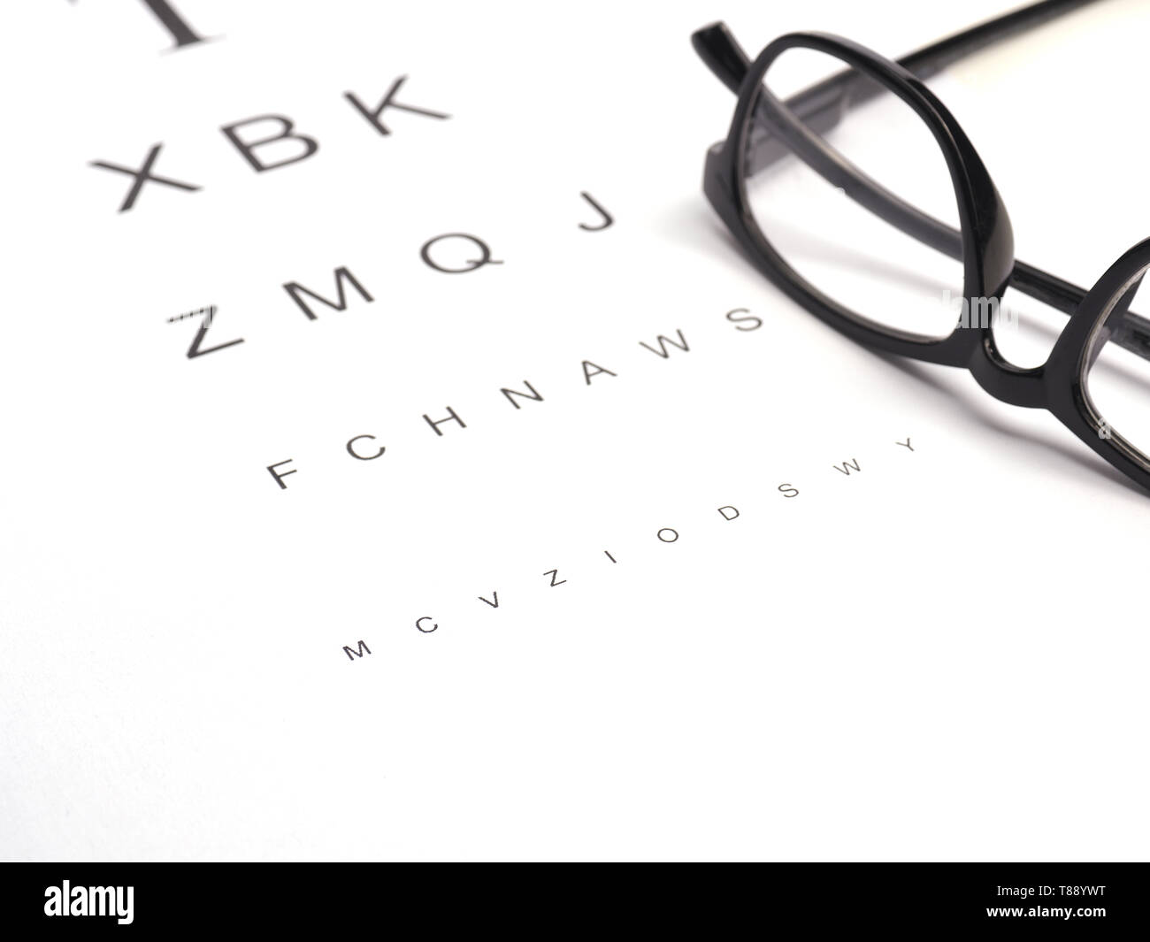 Occhio concetto di test con foglio di prova, health care concept Foto Stock
