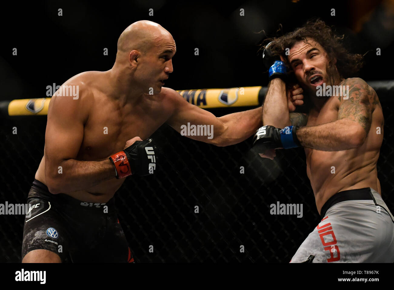UFC 237: NAMAJUNAS vs. ANDRADE - Fighters BJPenn (red glove) e argilla Guida (blu guanto) durante UFC 237 scheda preliminare di lotta a Jeunesse Arena, Rio de Janeiro . Foto: Thiago Ribeiro / AGIF Foto Stock