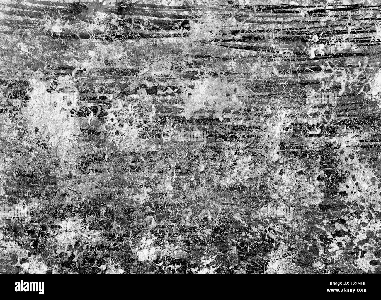 Abstract striato grigio Sfondo. La texture della pietra. Grunge texture con graffi, punti e linee. Disegno neutro in bianco e nero. Foto Stock