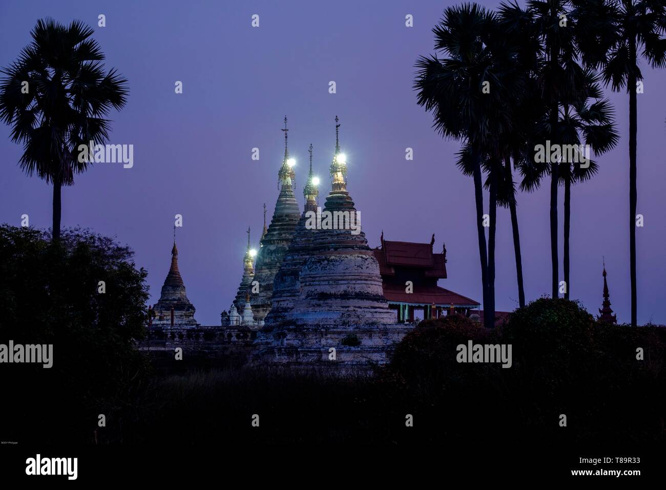 Myanmar, Bagan, Shwe Na in templi di scongelamento Foto Stock