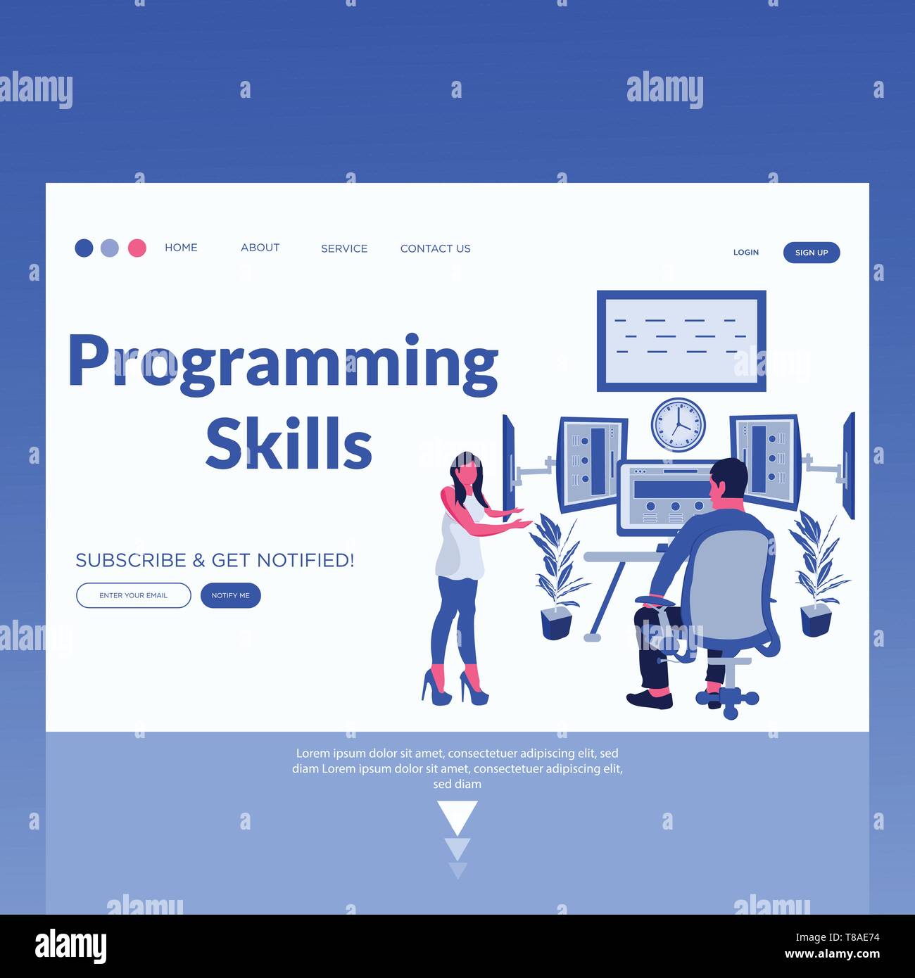 Competenze di programmazione- vettore landing page illustrazione Illustrazione Vettoriale
