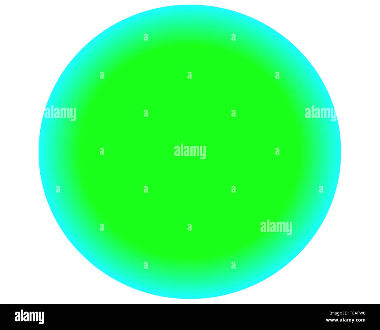 Il neon verde cerchio blu sfera su sfondo bianco Illustrazione Vettoriale