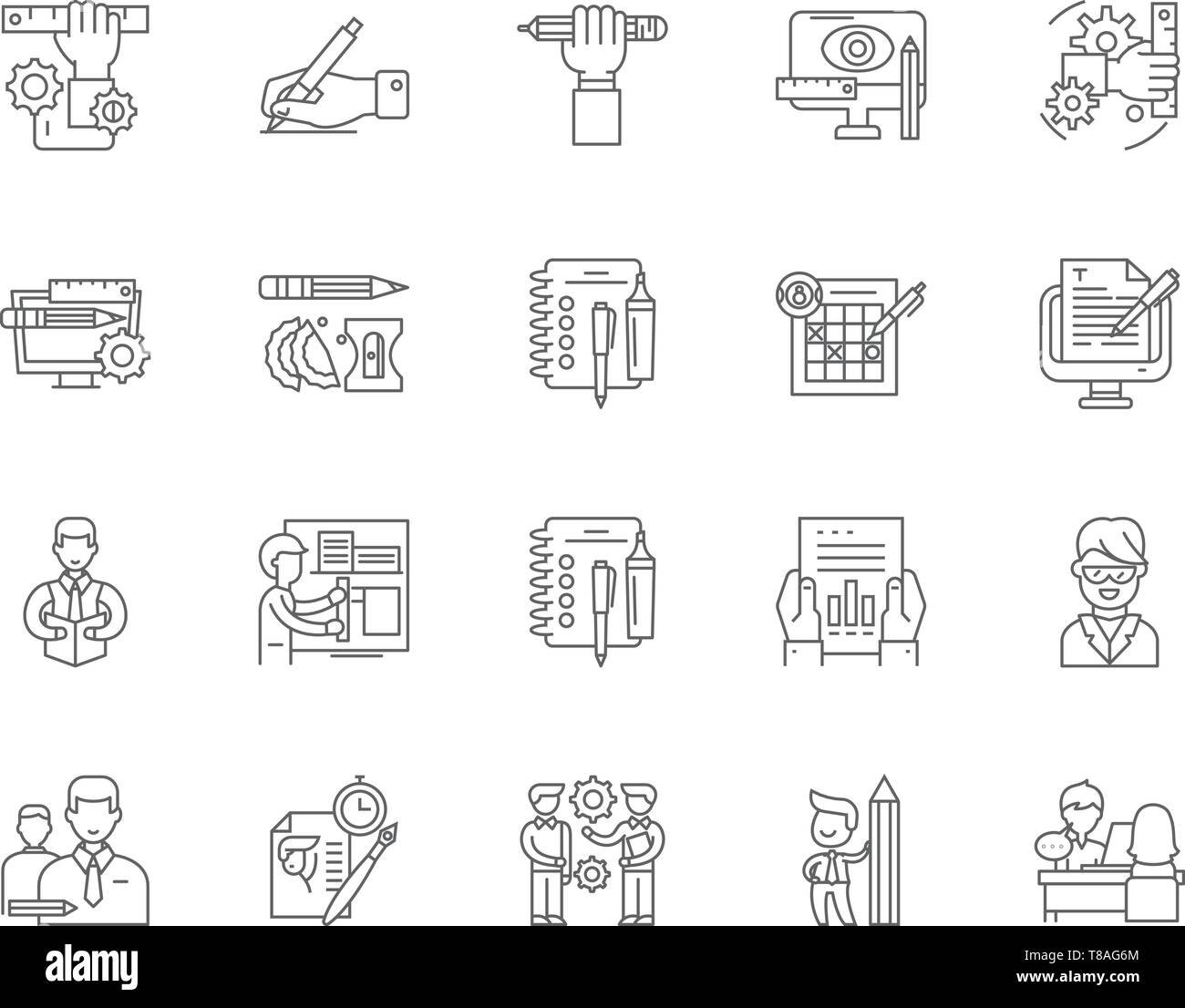 Linea di Editor di icone, segni, set di vettore, illustrazione di contorno concept Illustrazione Vettoriale