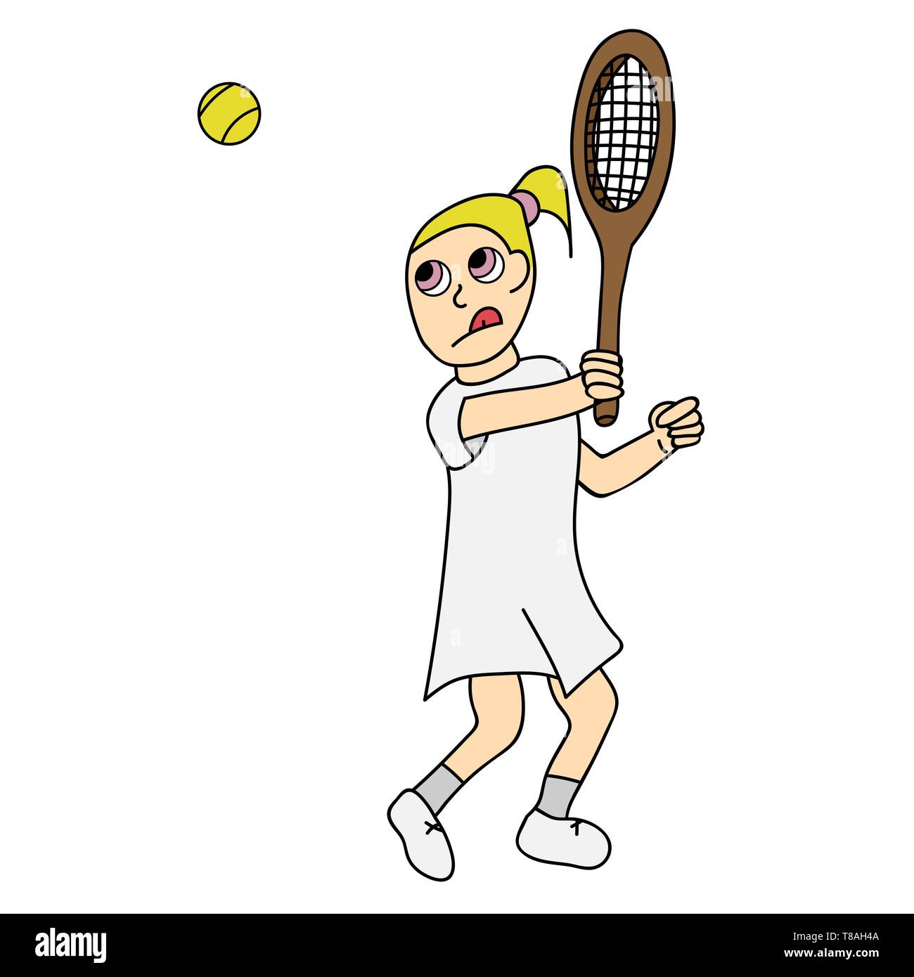 Ragazza a giocare a tennis. Stock isolato illustrazione vettoriale Illustrazione Vettoriale