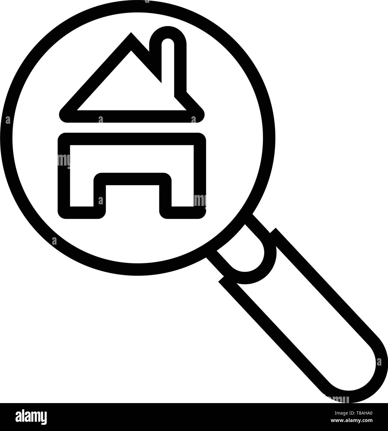 Ricerca casa icona. ricerca di vettori con casa simbolo segno. Illustrazione Vettoriale