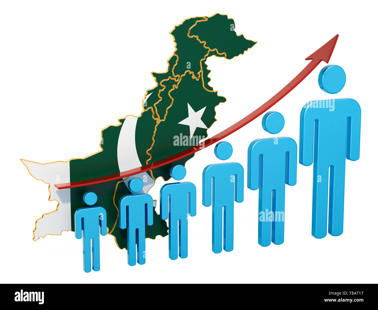 Rating di occupazione e disoccupazione o la mortalità e la fertilità in Pakistan, concetto. 3D rendering isolati su sfondo bianco Foto Stock