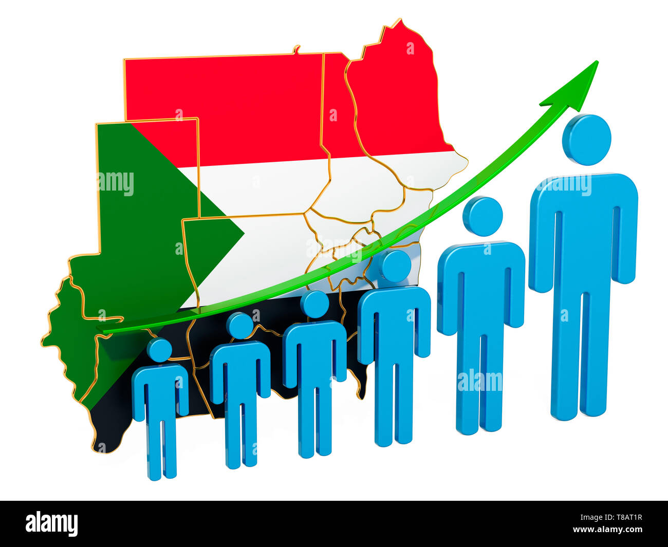 Rating di occupazione e disoccupazione o la mortalità e la fertilità in Sudan, concetto. 3D rendering isolati su sfondo bianco Foto Stock