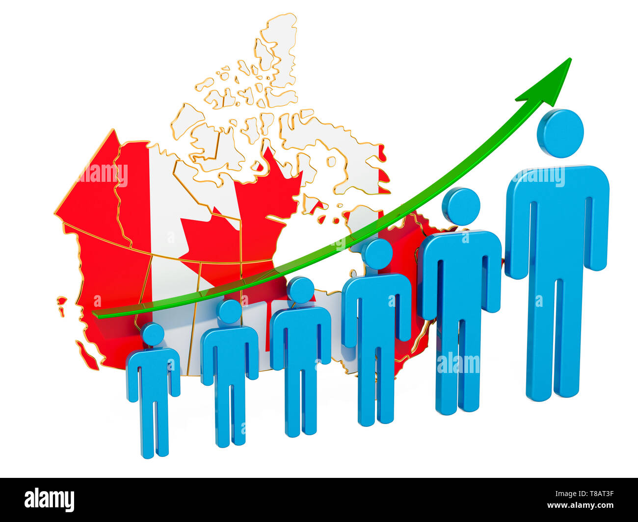 Rating di occupazione e disoccupazione o la mortalità e la fertilità in Canada, concetto. 3D rendering isolati su sfondo bianco Foto Stock
