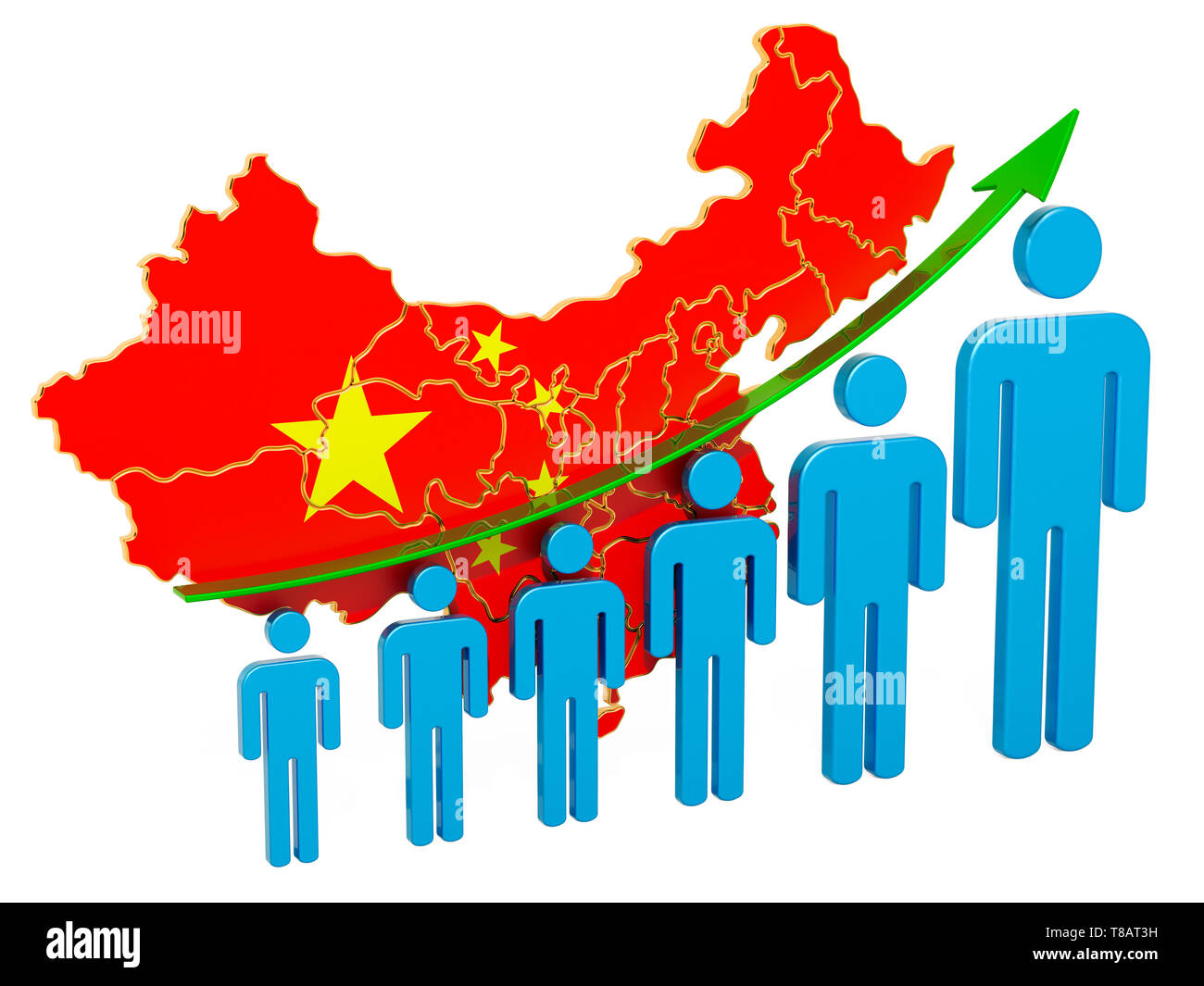 Rating di occupazione e disoccupazione o la mortalità e la fertilità in Cina, concetto. 3D rendering isolati su sfondo bianco Foto Stock