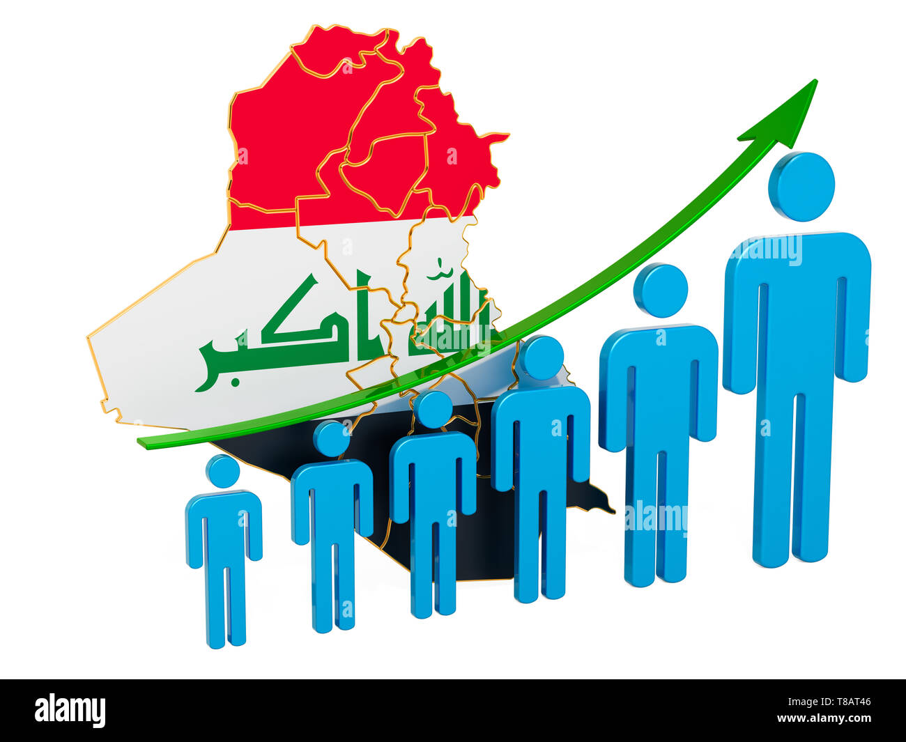 Rating di occupazione e disoccupazione o la mortalità e la fertilità in Iraq, concetto. 3D rendering isolati su sfondo bianco Foto Stock