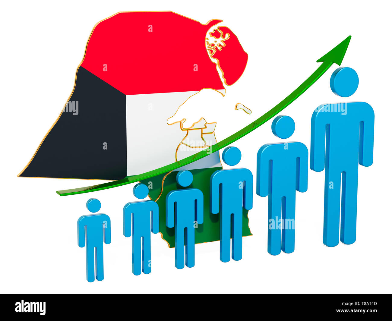 Rating di occupazione e disoccupazione o la mortalità e la fertilità in Kuwait, concetto. 3D rendering isolati su sfondo bianco Foto Stock