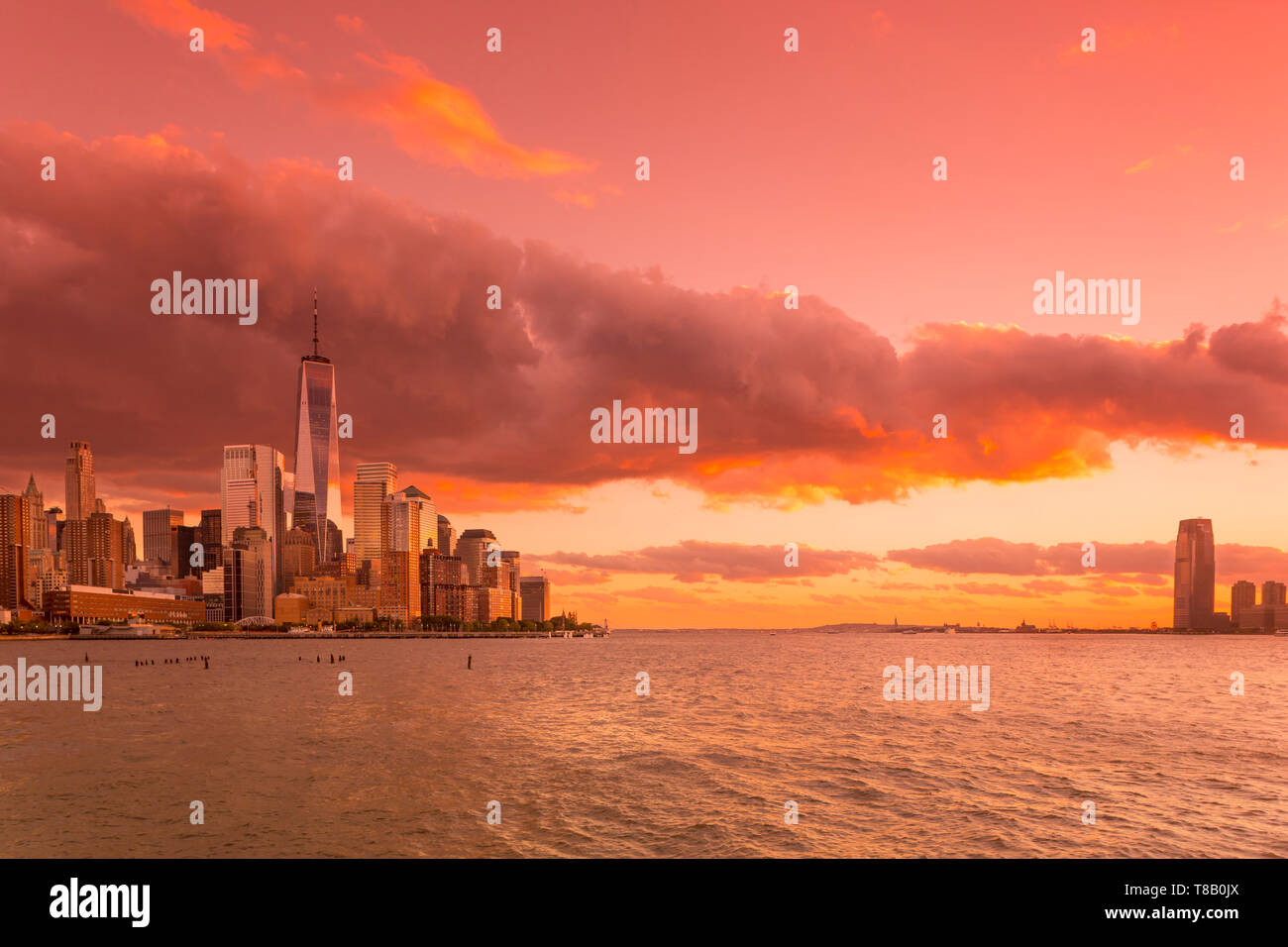 WORLD TRADE CENTER skyline del centro del fiume Hudson MANHATTAN NEW YORK CITY USA Foto Stock