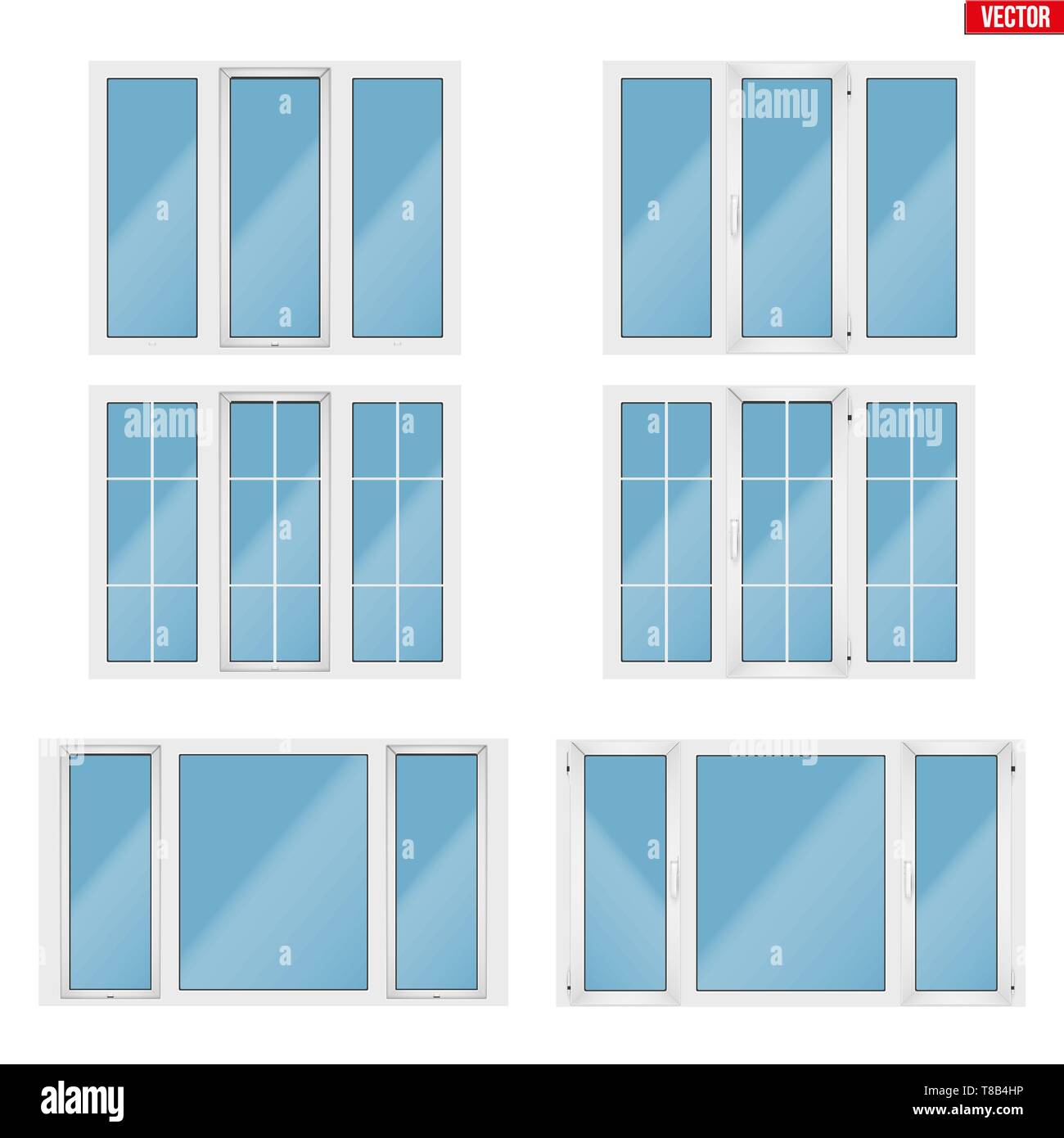 Set di finestre in PVC Illustrazione Vettoriale