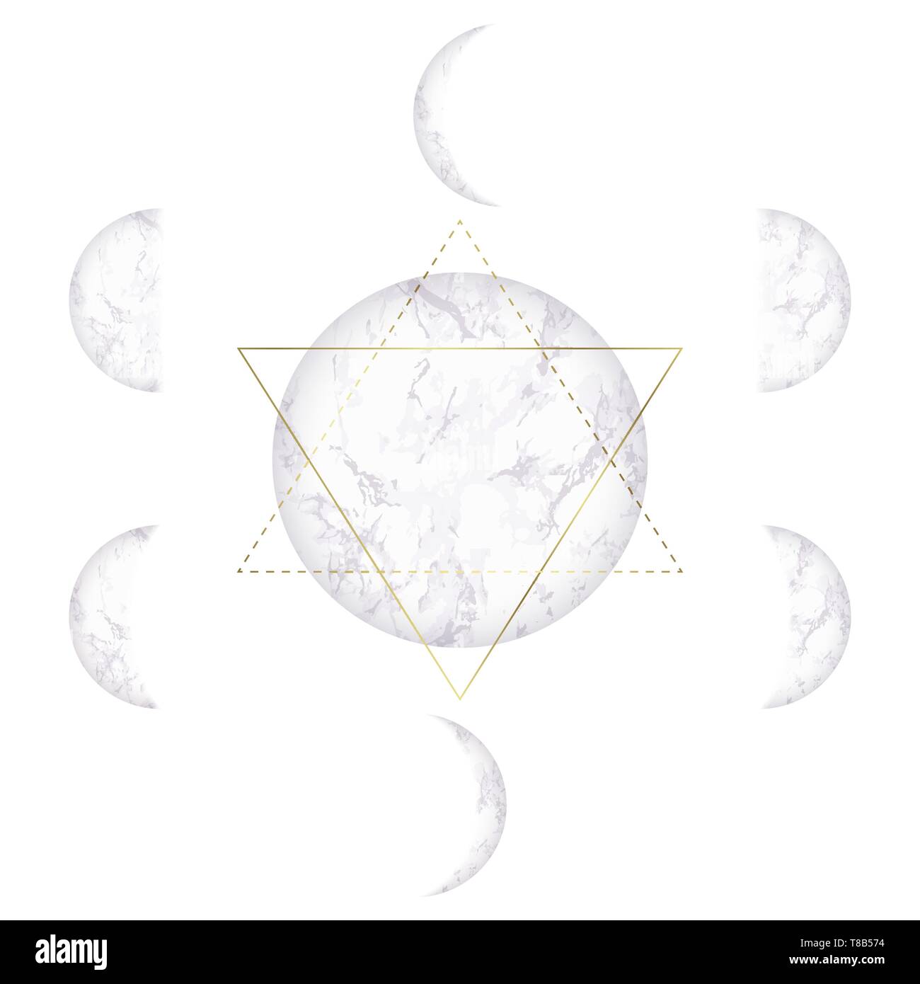 Fasi lunari di marmo la texture e la stella di Davide Illustrazione Vettoriale