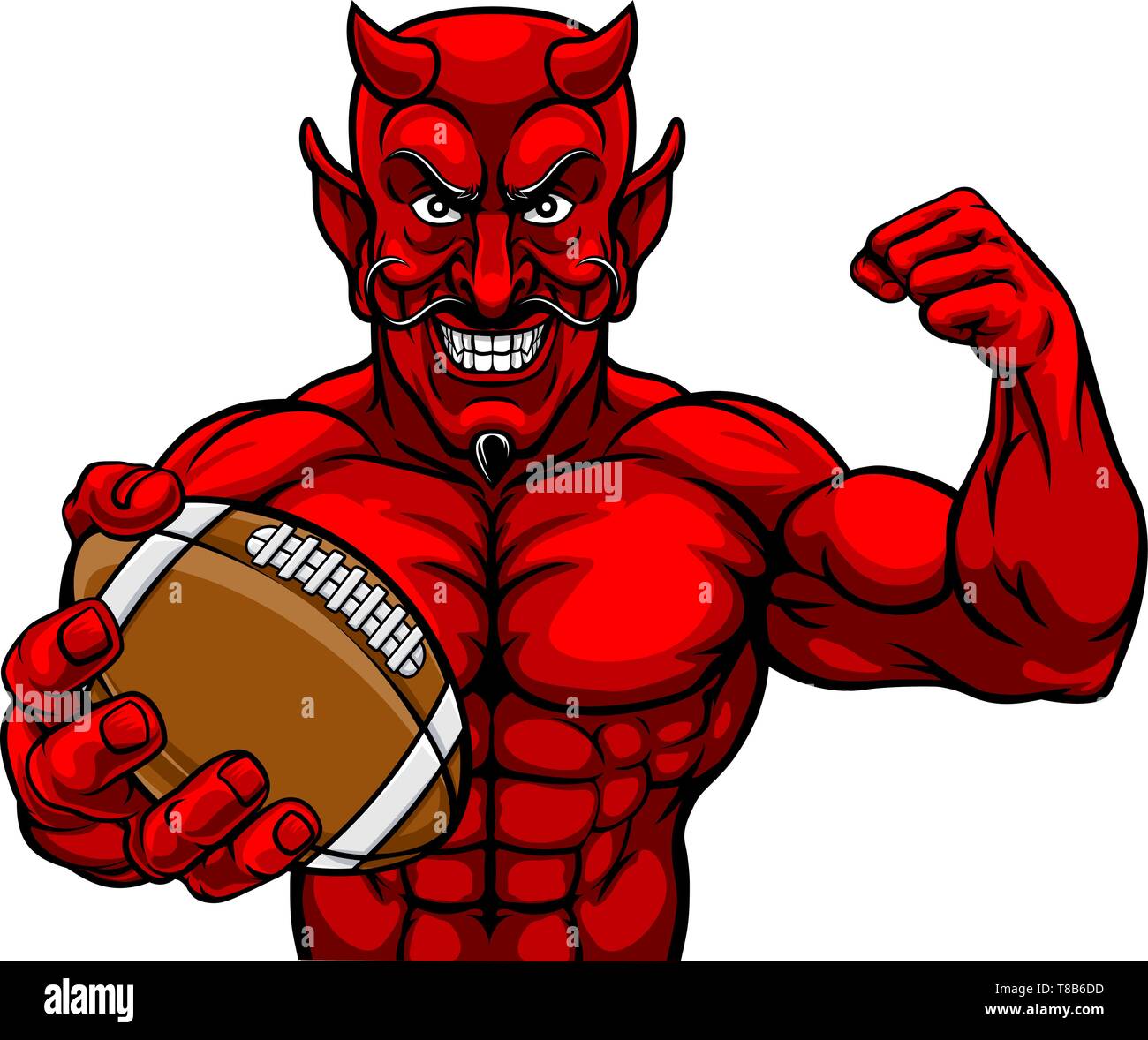 Diavolo il football americano Sport mascotte Sfera di trattenimento Illustrazione Vettoriale