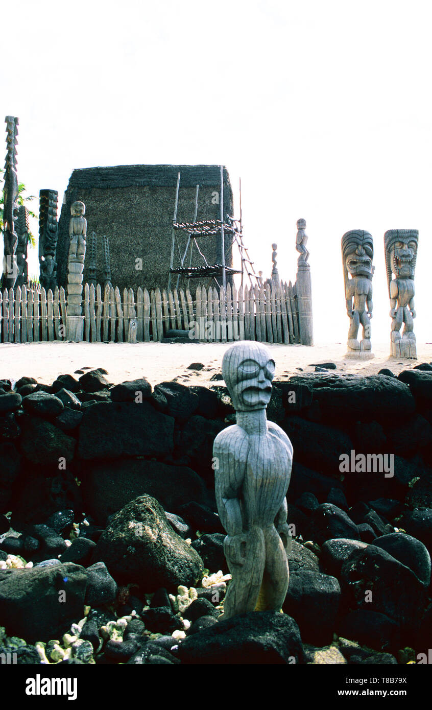 Protettore kiis,Pu'uhonau O Honaunau National Historic Site,Grande Isola,Hawaii Foto Stock