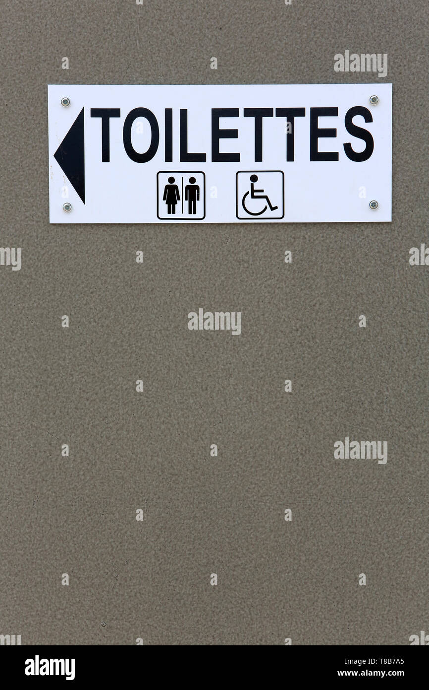 Toilettes/homme femme et handicapé. Foto Stock