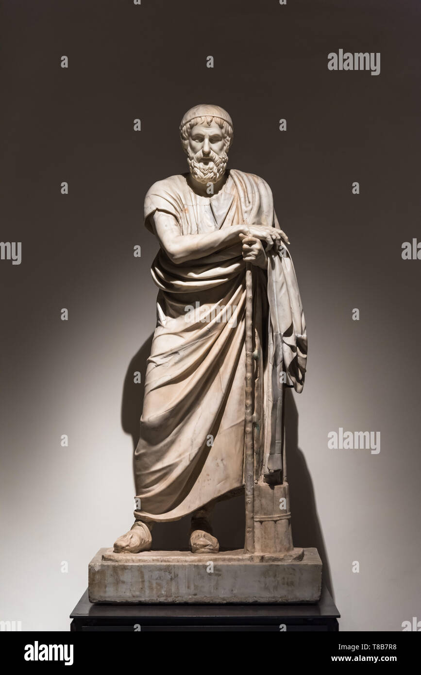 Statua di Omero, Museo Archeologico Nazionale di Napoli, Italia Foto Stock