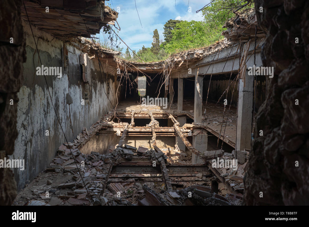 Ville abbandonate nel nord ovest di Anacapri, lusso ex respinto le rovine di villa - interni, all'interno Foto Stock