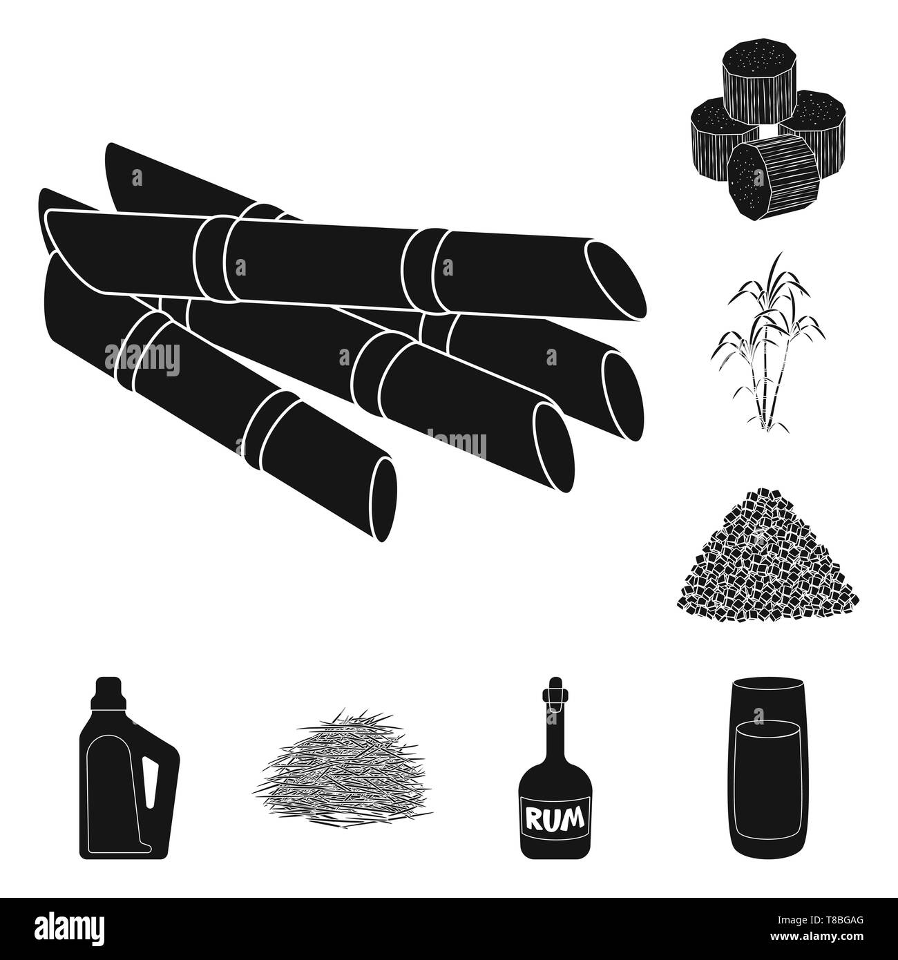Stick,pezzo,bush,Casa,bagasse,rum,succhi di frutta,cube,palm,granulata,prodotti chimici,materie,bottiglia,crop,marrone,crescita organica,,materiale,alcol,melassa,verde,jaggery,ramo,RIFIUTI,vetro,blocco,il diabete,in plastica, saccarosio,technology,la canna da zucchero, di canna da zucchero,,campo,impianto,plantation,agriturismo,l'agricoltura,impostare,vettore,icona,immagine,isolato,raccolta,design,l'elemento,graphic,segno,Black,semplici vettori vettore , Illustrazione Vettoriale