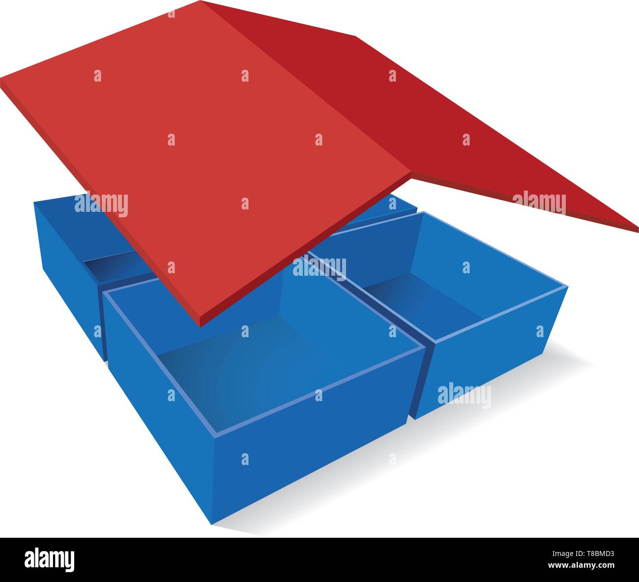 Vector logo home con camere. concetto di casa assistenza, real estate e alloggiamento Illustrazione Vettoriale