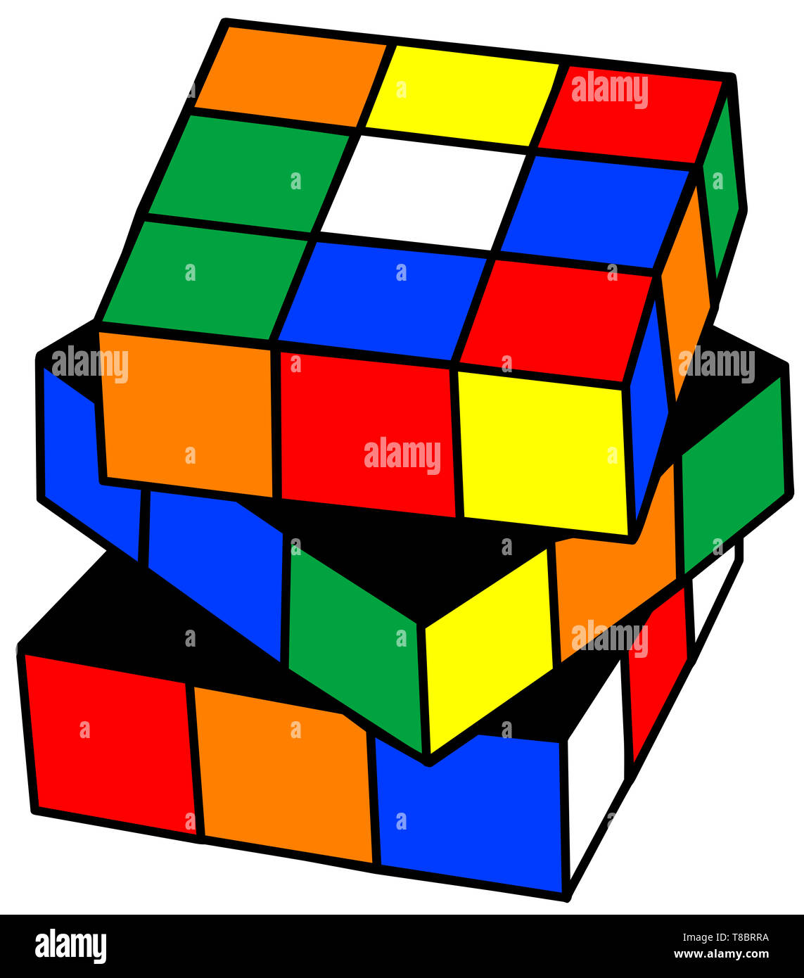 Rubiks cubo magico risolvere enigma giocare illustrazione colorata Foto Stock