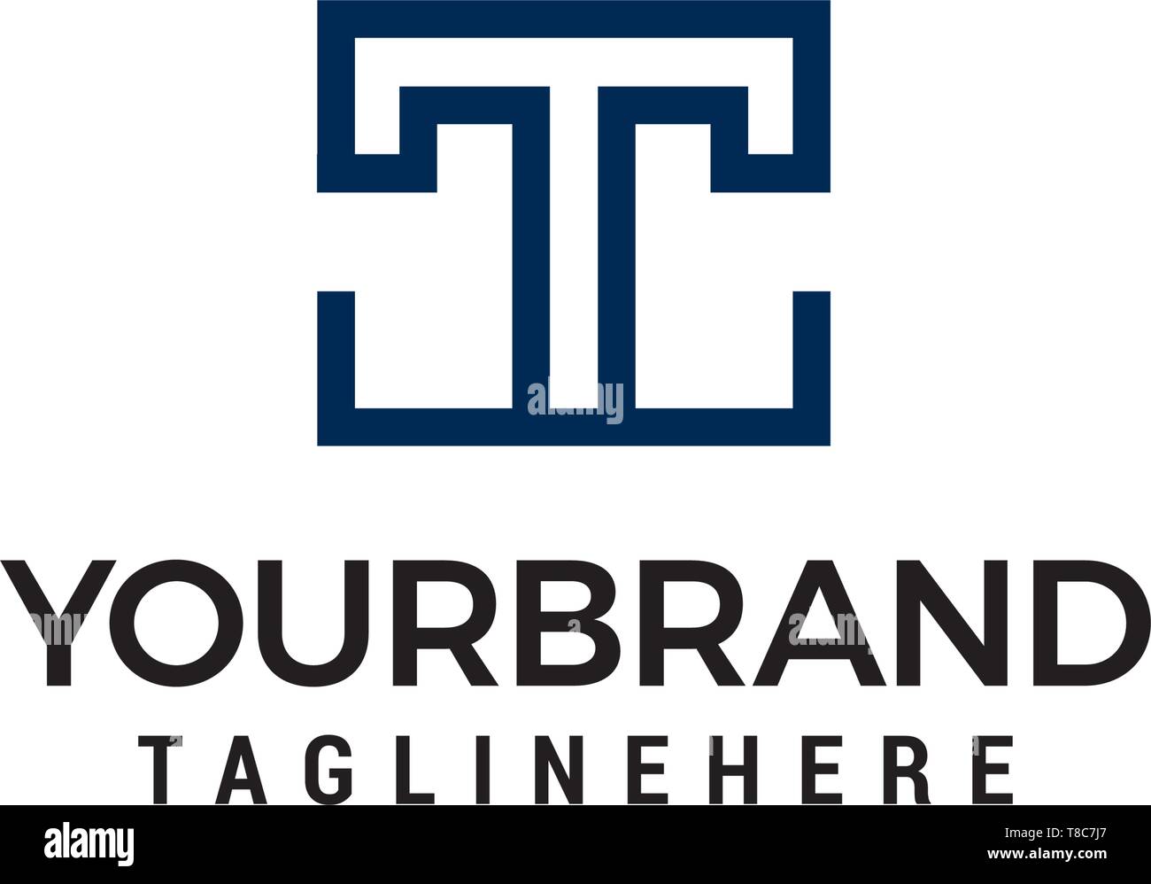Lettera tt geometrica quadrata logo design concept vettore modello Illustrazione Vettoriale