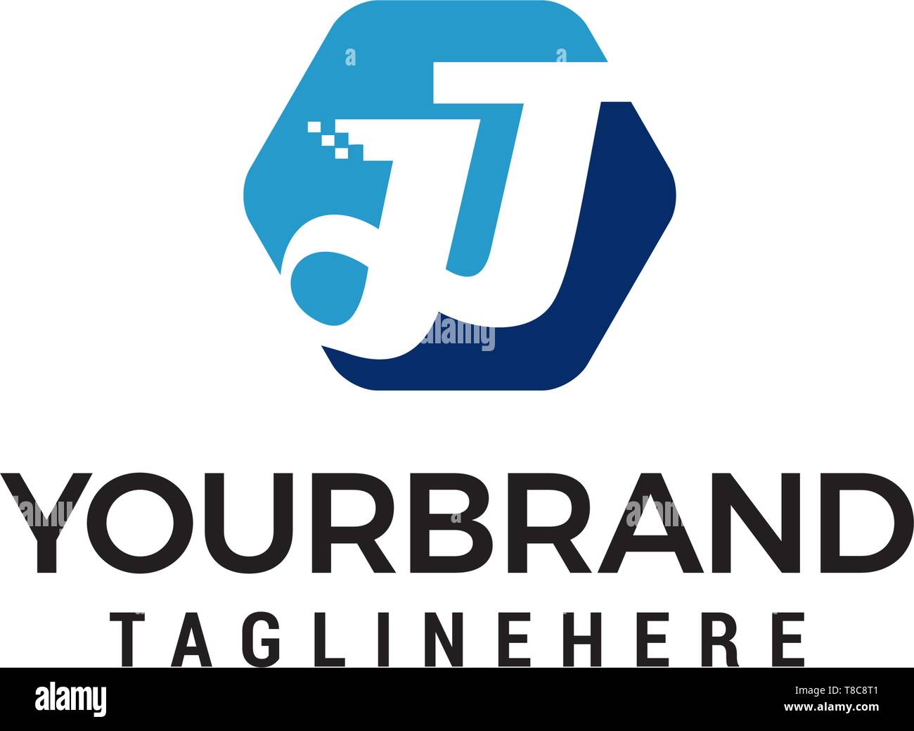 Lettera jj esagono logo design concept vettore modello Illustrazione Vettoriale