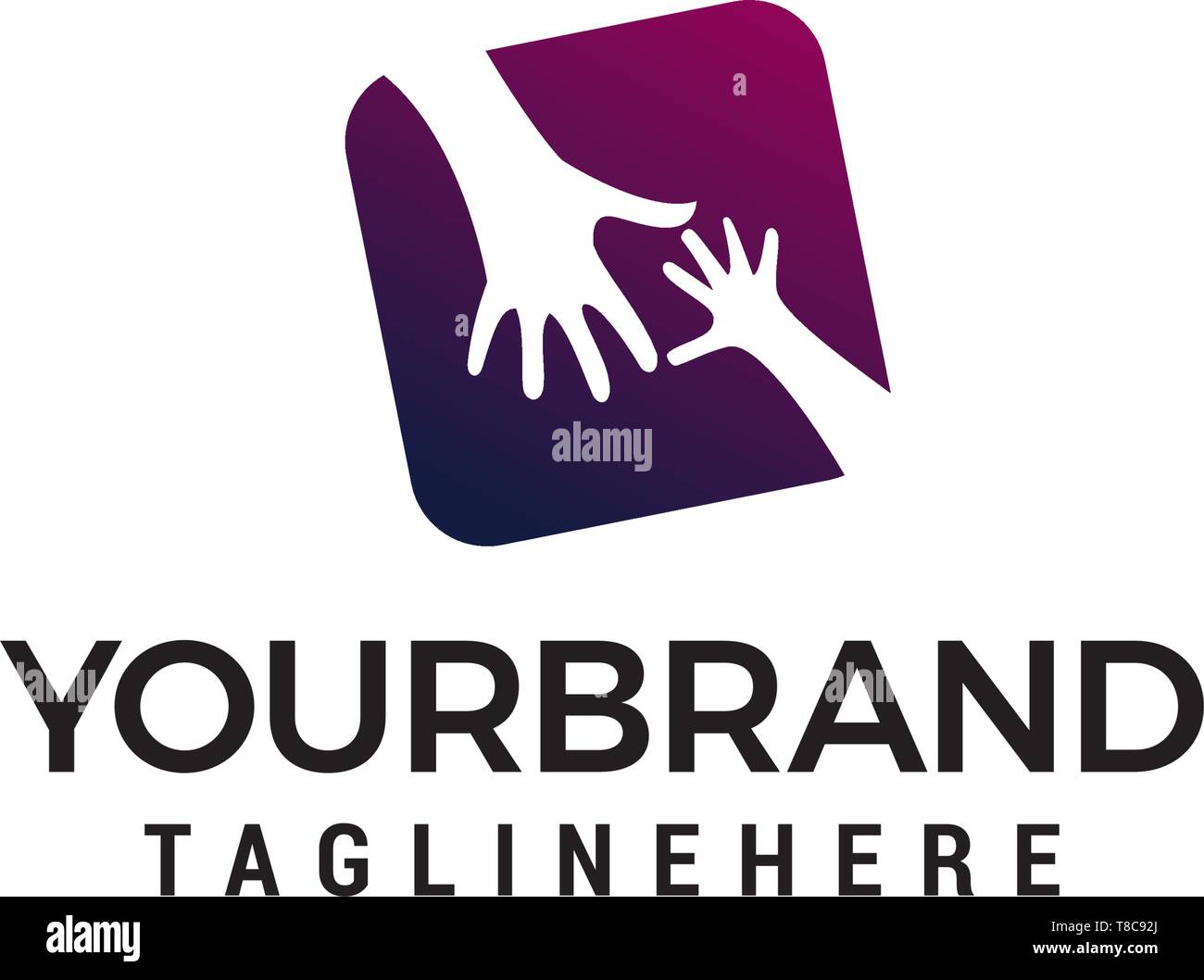 Cura delle mani logo design concept vettore modello Illustrazione Vettoriale