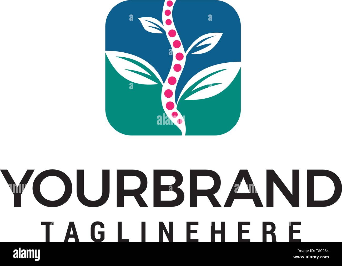 Chiropratica logo naturale design concept vettore modello Illustrazione Vettoriale