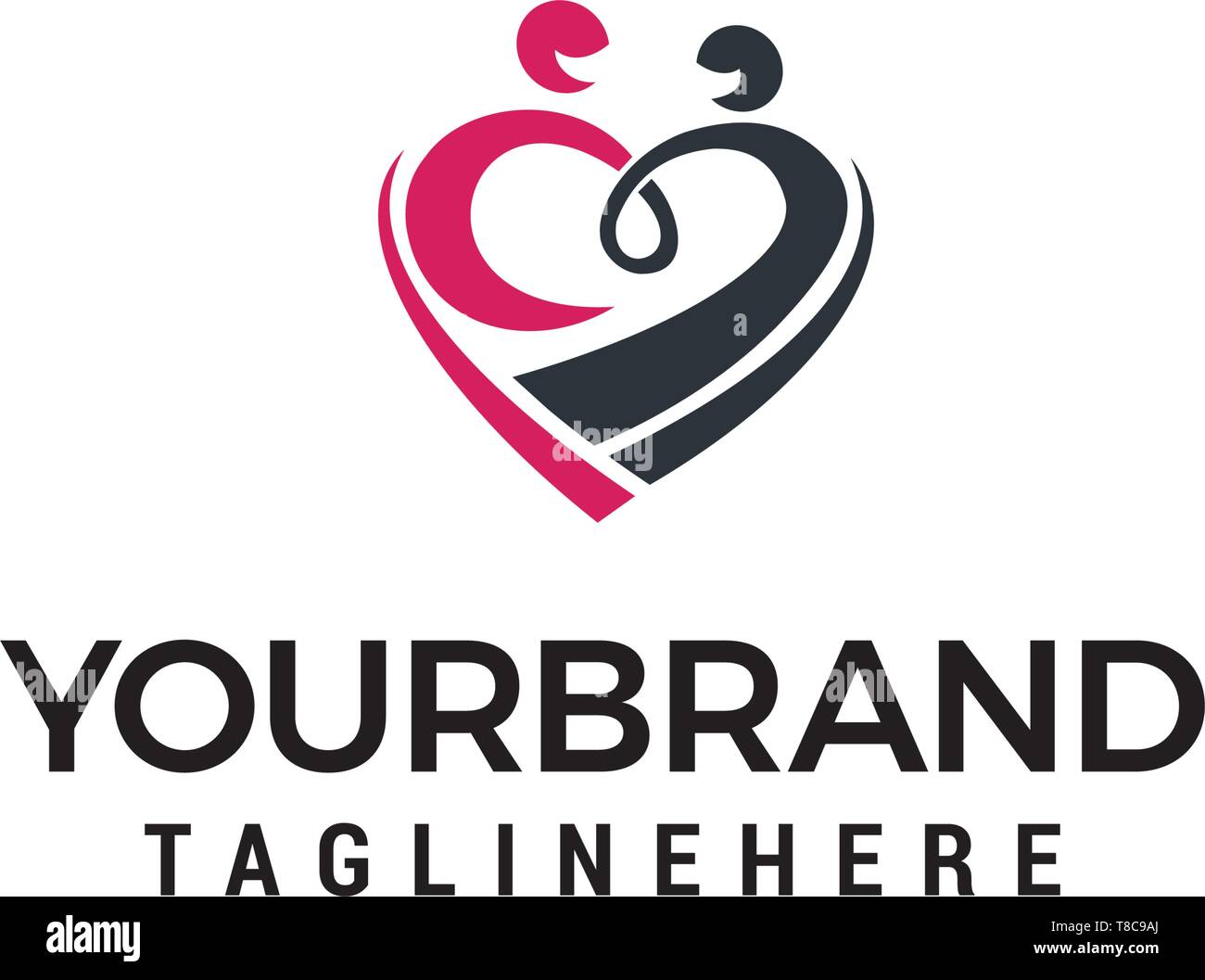 Family Care logo design concept vettore modello Illustrazione Vettoriale