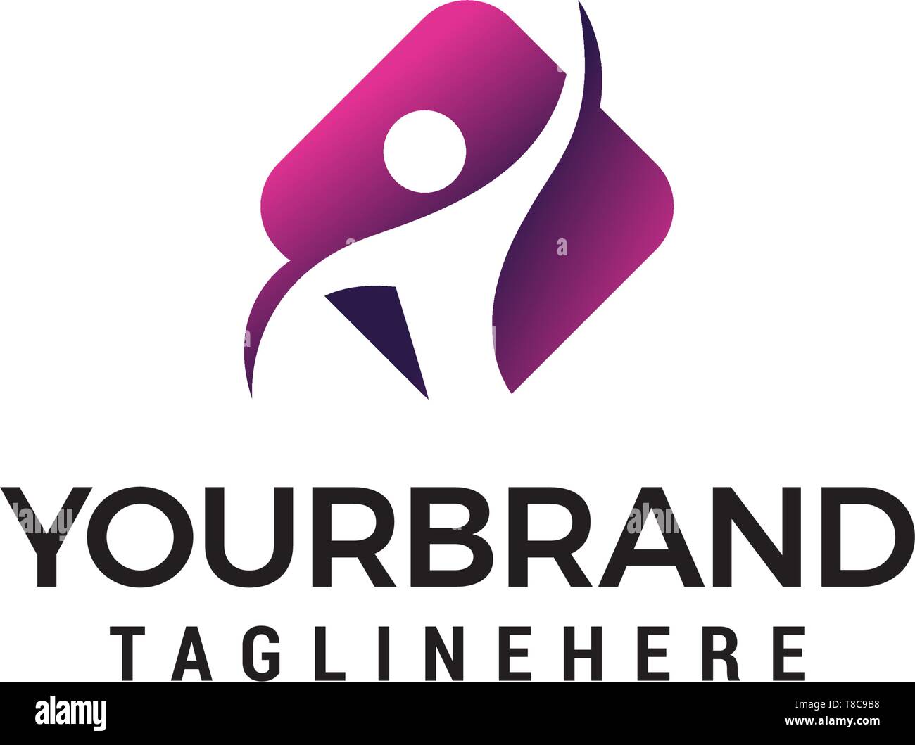 La gente sana in un esagono logo design concept vettore modello Illustrazione Vettoriale