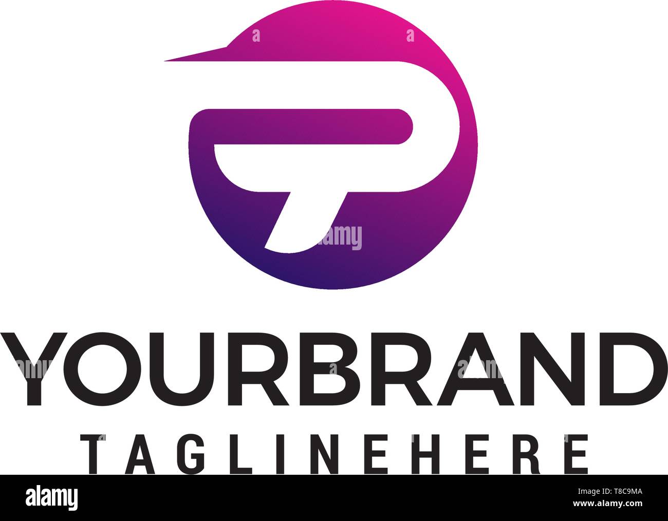 Lettera p sfera logo design concept vettore modello Illustrazione Vettoriale