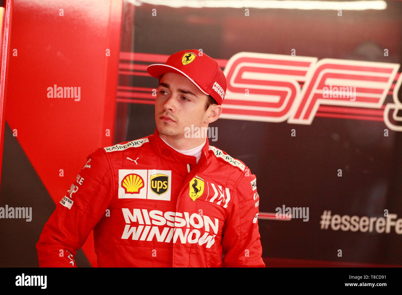F1 nel Gran Premio di Spagna. Barcellona 9-12 maggio 2019. Charles Leclerc, driver Ferrari nel garage. Foto Stock