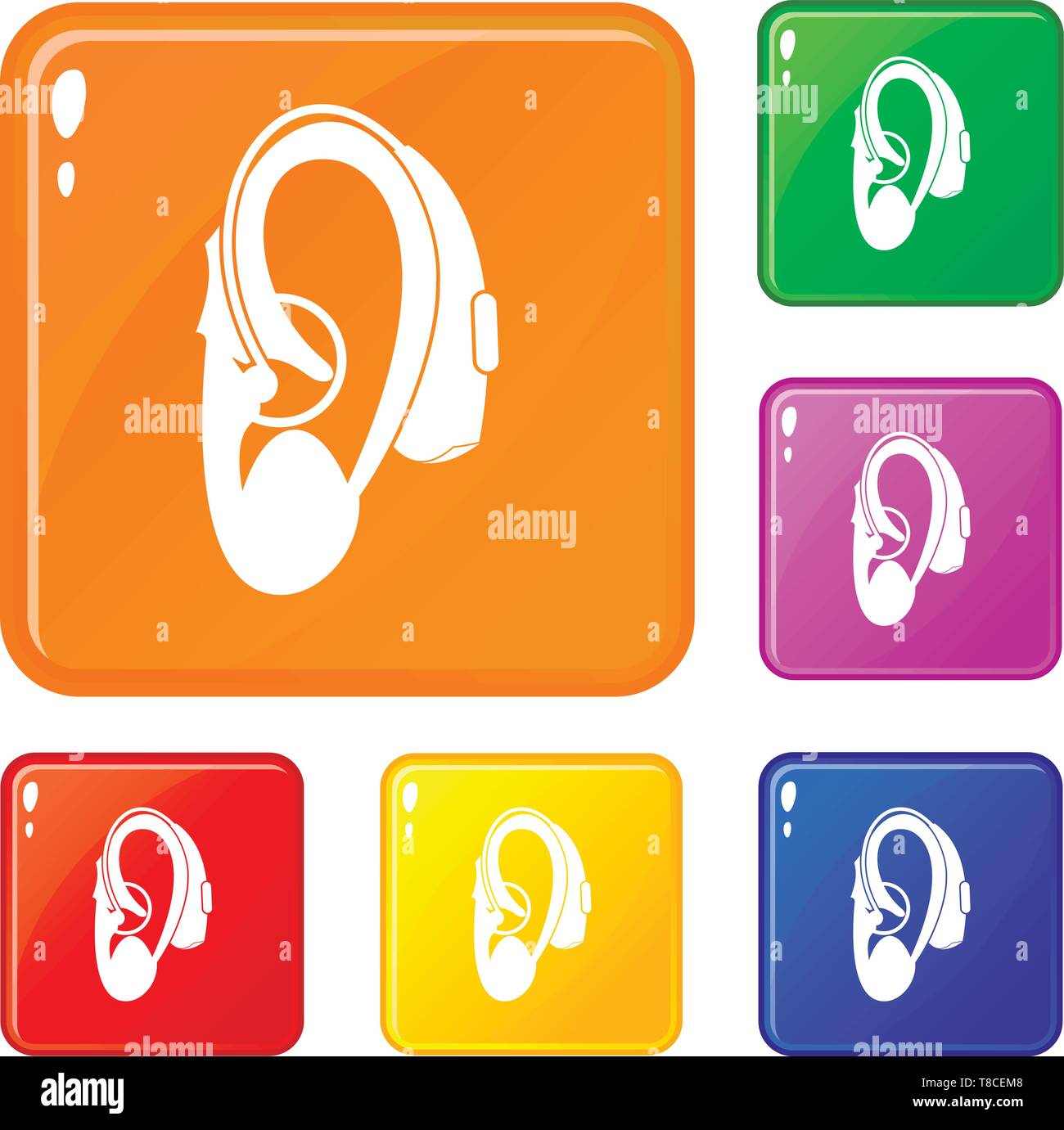 Hearing Aid set di icone a colori del vettore Illustrazione Vettoriale