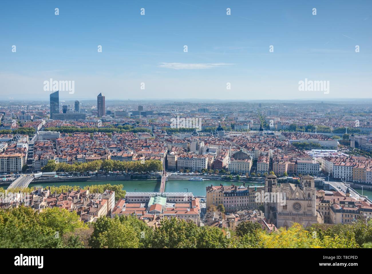 Lione, Panorama von basilica Notre Dame de Fourviere - Lyon, Panorama dalla basilica Notre Dame de Fourviere Foto Stock